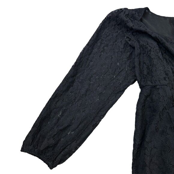 New Torrid Peplum Lace Puff Sleeve Top Size 4 Black Blouse Long Sleeve Plus - Picture 12 of 16